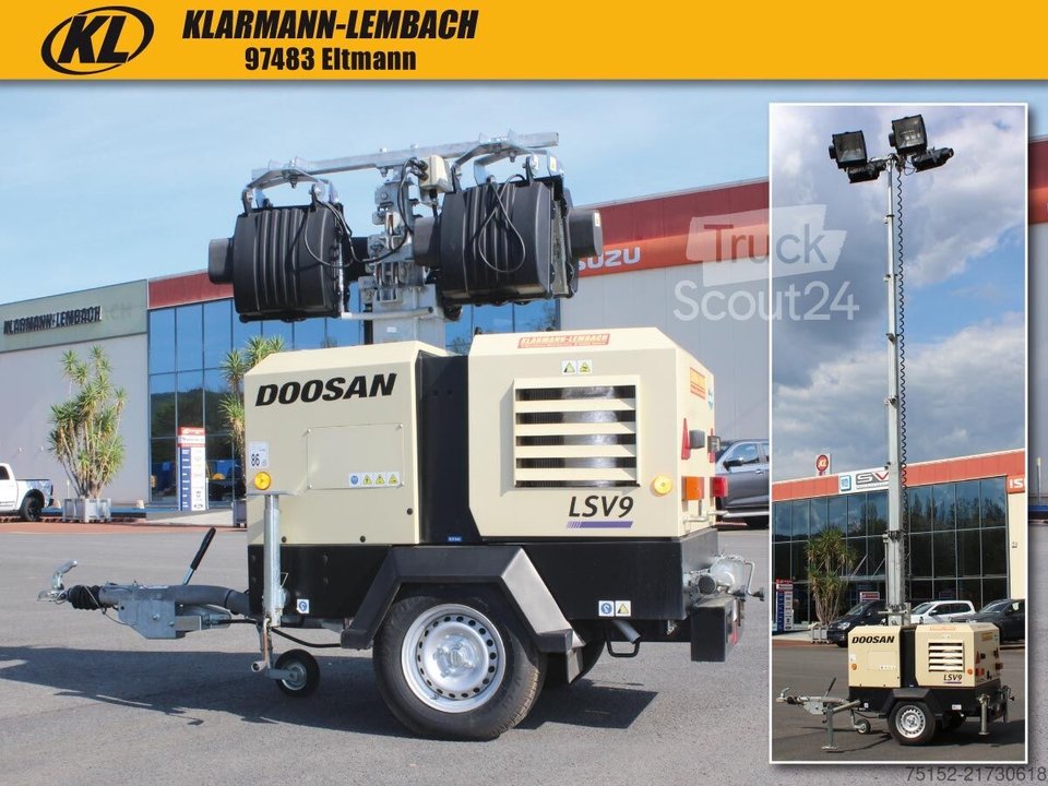 Lichtmast auf einem Anhänger Doosan Lichtmast LSV 9, 4 x 1000 Watt gebraucht