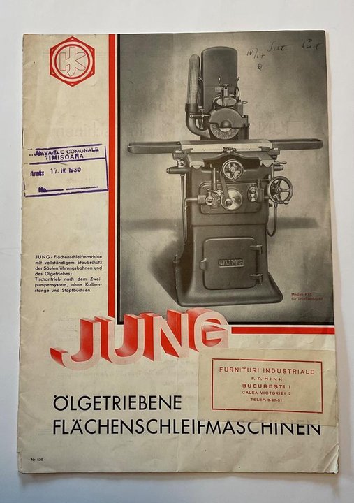 Jung Flachschleifmaschine Schleifspindel Drehbank Prospekt Orig.