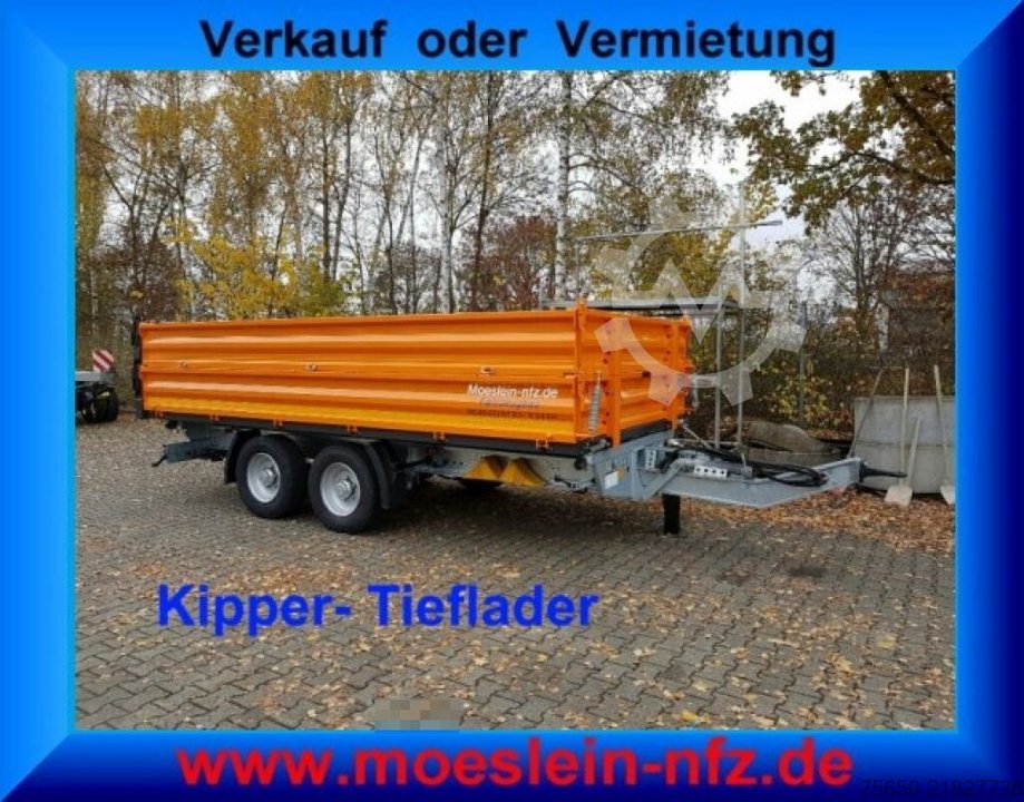Möslein TTD11- BA Orange  neuer Tandem 3- Seitenkipper Tiefladermit Bordwand- Aufsatz-- Neufahrzeug --