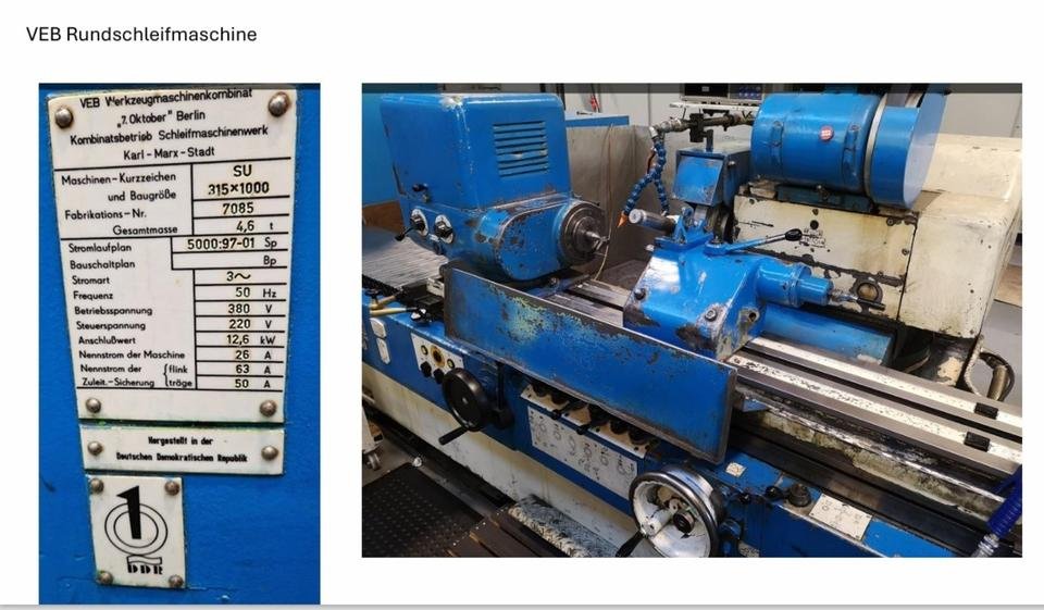 Universal Rundschleifmaschine WMW SU 315 x 1000 Cylindrical Grin