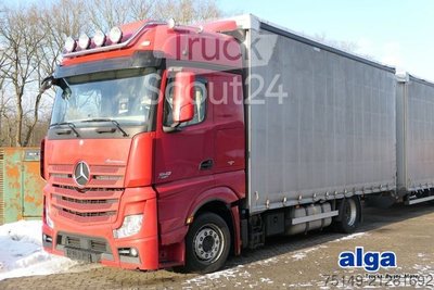 LKW mit Pritsche & Plane MERCEDES-BENZ 1842 L Actros 4x2, Jumbo-Zug, Retarder, Klima gebraucht