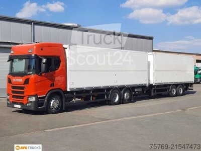 LKW mit Getränkeaufbau SCANIA R 410 Durchlade-Kofferzug 2xLBW Lenkachse Retard gebraucht