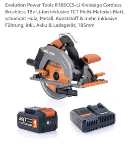 Evolution Kreissäge 18 V Akku Ladegerät Metall Holz Tauchsäge