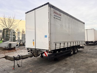 Anhänger mit Pritsche & Plane Möslein TPW 105 D 7,30  Tandem- Schiebeplanenanhänger zum Durchladen gebraucht