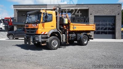 Three-sided tipper truck MERCEDES-BENZ Axor 1833 Three-side tipper 4x4 Meiller crane Atla used