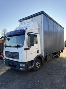 Truck with tarpaulin structure MAN MAN TGL 12.180 - HU 10/26 - Loading - used climate