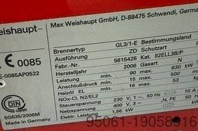 WEISHAUPT  GL3 / 1-E,  630 kw /// WEISHAUPT GL3, Gas/Öl ,630kw