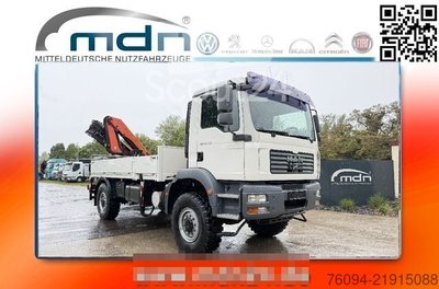 Truck with carriage (open) MAN TGM 18.330 4x4 Pritsche KRAN FUNK single matured used