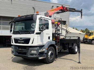 Dreiseitenkipper LKW MAN TG-M 18.340 4x2  2-Achs Kipper Kran Palf. PK 130 gebraucht
