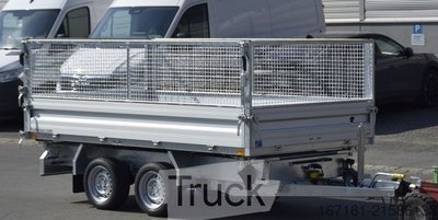 Dreiseitenkipper Anhänger HUMBAUR HTK 3000.31 mit Stahlgitteraufsatz, E-Pumpe neu