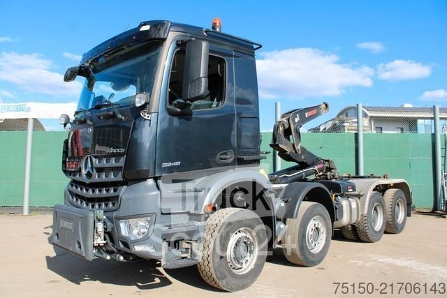 Abrollkipper MERCEDES-BENZ 3248 8x4 BB HIAB ULT26Z53 - WINTERDIENST Nr: 893 gebraucht