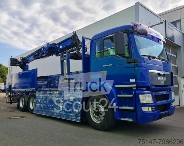 LKW mit Pritsche (offen) MAN TGS 26.400 6x4 BL Baustoff Kran Terex Steinzange gebraucht