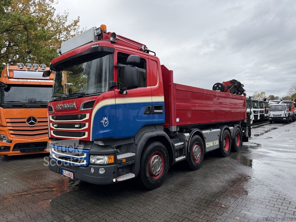 Náklaďák Scania R580 V8 8X4 Nakloněný jeřáb Palfinger 22002 použitý