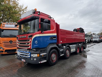 Kipper LKW Scania R580 V8 8X4 Kipper Kran Palfinger 22002 gebraucht