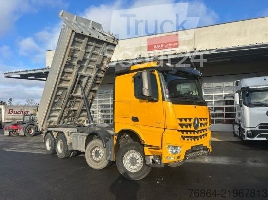 Dreiseitenkipper LKW MERCEDES-BENZ AROCS 4151, 8X4 MEILLER-GESTEINSKIPPER, EURO 6, BORDMATIK, RETARDER, BLATT-BLATT gebr