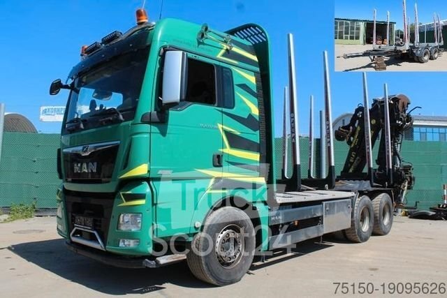Holztransporter LKW MAN TGX 33.580 6x4 BL HOLZ KRAN TAJFUN L150Z Nr 066 gebraucht