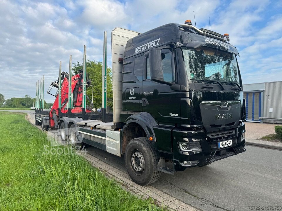 Transporter drewna MAN TGX 33.510 6x4 Czarne drewno krótkie Schmel Epsilon Q150Z 96 używane