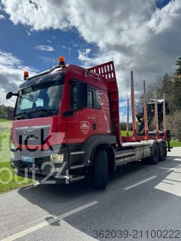Holztransporter LKW MAN TGX 33.500 4X6 HOLZ KRAN ANHÄNGER gebraucht