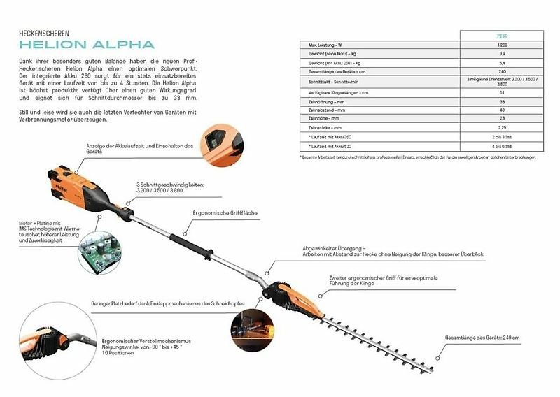 Pellenc Helion Alpha Stab- Heckenschere Batterrie
