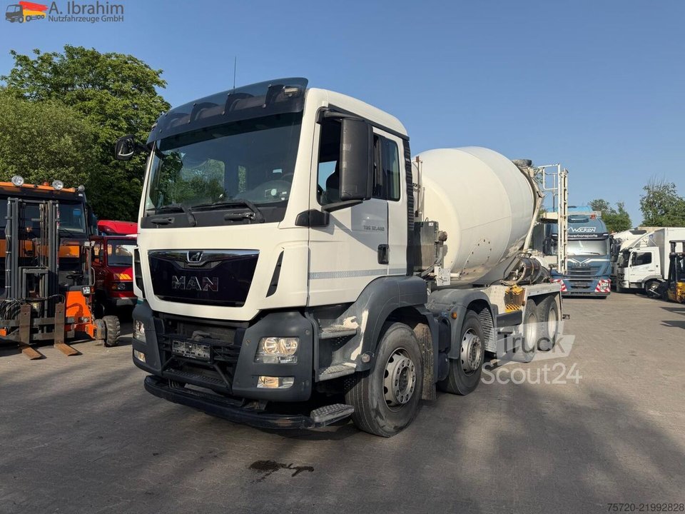 Бетонний змішувач вантажівка MAN TGS 35.460 9 м Стеттер 8x4 лист Німецький автомобіль використовується
