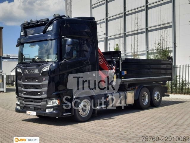 Тристоронній навантажувач SCANIA S 660 V8 6X2*4 тягарний кран кермовий осей Ретардер використовується