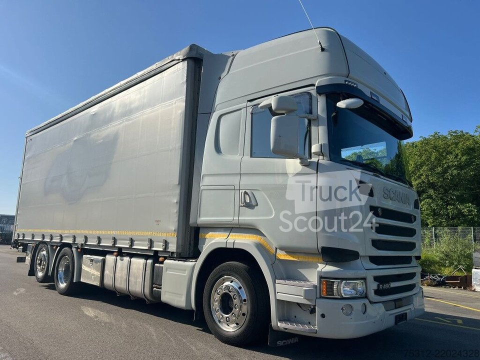 Вантажівки з Pritsche & Plane Scania R490 6x2 E6 Retarder LBW Alufelgen TL AHK 2,8m використовується