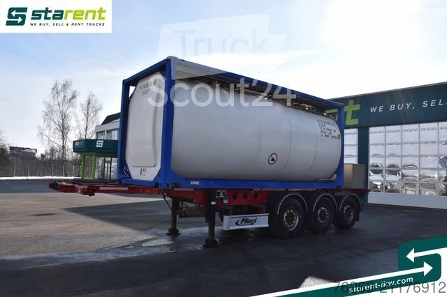 Tank semi-trailers FLIEGL Container chassis light + Singamas Tank used
