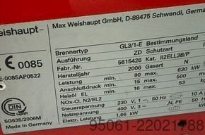 Weishaupt GL3 / 1-E / / 630kw Weishaupt GL3 / / 630kw, ÖL / GAS