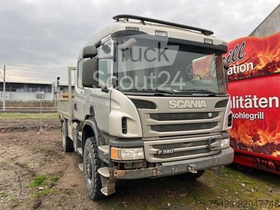 Использованные грузовики с вагоном (открытый) SCANIA P 320 4x4 /AC/Standhzg/EU6 Одиночная шина
