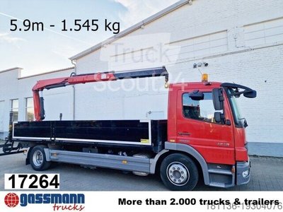 Грузовик с вагоном (открытый) Mercedes-Benz 1218 L 4x2, кран Fassi F 95A21 5.9m-1.545 кг, использован
