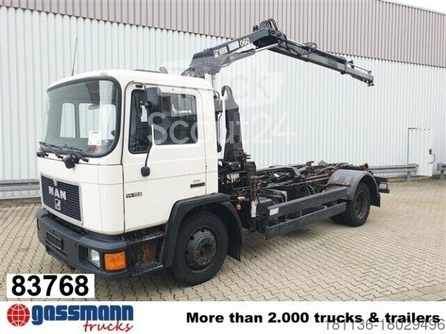 Abrollkipper MAN 14.152 F 4x2 BB mit Kran Hiab 060-2 gebraucht