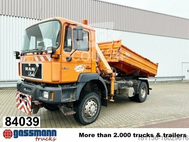 самосвал MAN 19.293 4x4 BL, зимнее сервисное оборудование, используемый кран