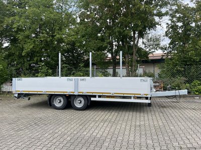 Anhänger mit offener Pritsche Möslein THT 11- G 6,2  Tandem Pritsche- Tieflader mit Rungentaschen neu