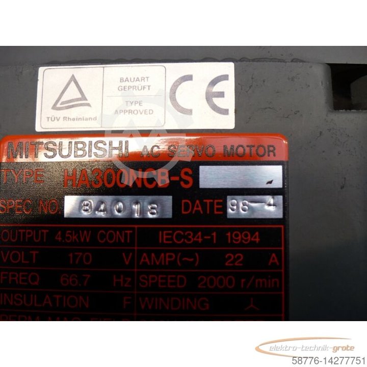 Mitsubishi HA300NCB- S SPEC NO. 84018 + Encoder OSA104 SN J4AP403481