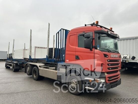 Используется грузовик SCANIA R440 6X2 ABROLLER, SCHALTER,RETARDER, E5, LENK,LIFT HYVA LIFT, OHNE AUFBAU