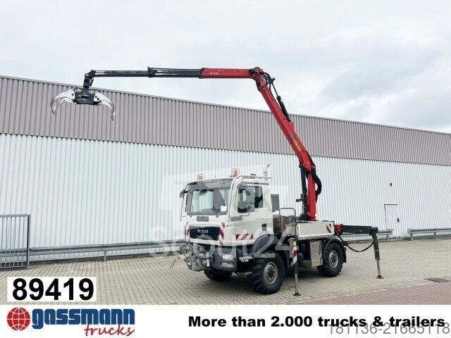 Truck with spider (open) MAN TGM 13.290 4x4 BL, Pfanzelt Seilwind, Heckkran used
