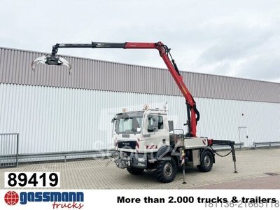 Truck with spider (open) MAN TGM 13.290 4x4 BL, Pfanzelt Seilwind, Heckkran used
