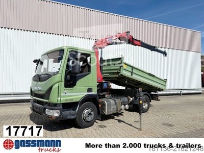 dump truck Iveco ML100E19 4x2, crane HMF 810-K2, 2x AHK used