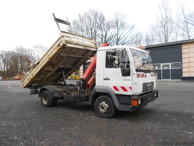 Lkw MAN Трехсторонний наконечник MAN LE8.150 с краном Palfingen PFG7001