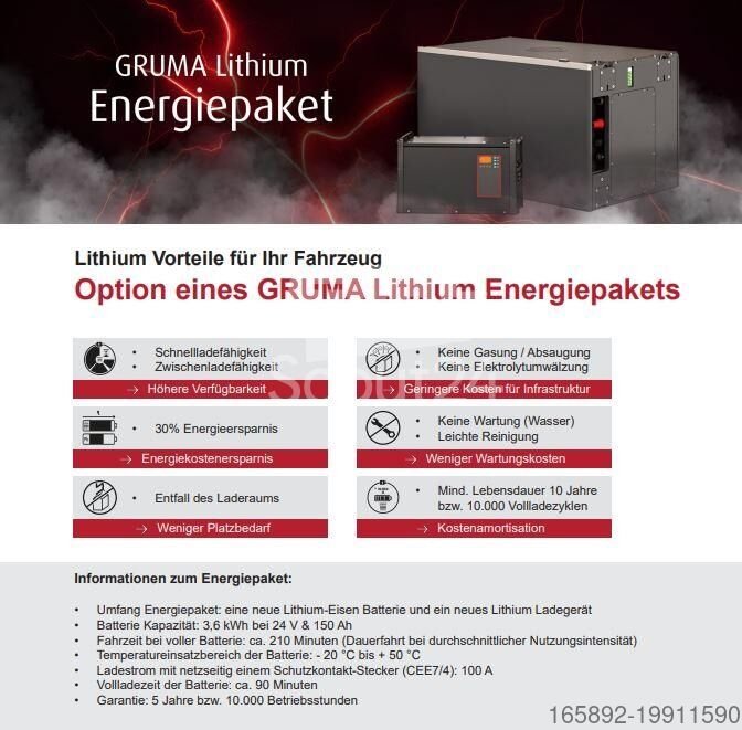 Gabelstaplerbatterie NEUES GRUMA LITHIUM ENERGIEPAKET 24 Volt 2 PzS 150 Ah gebraucht