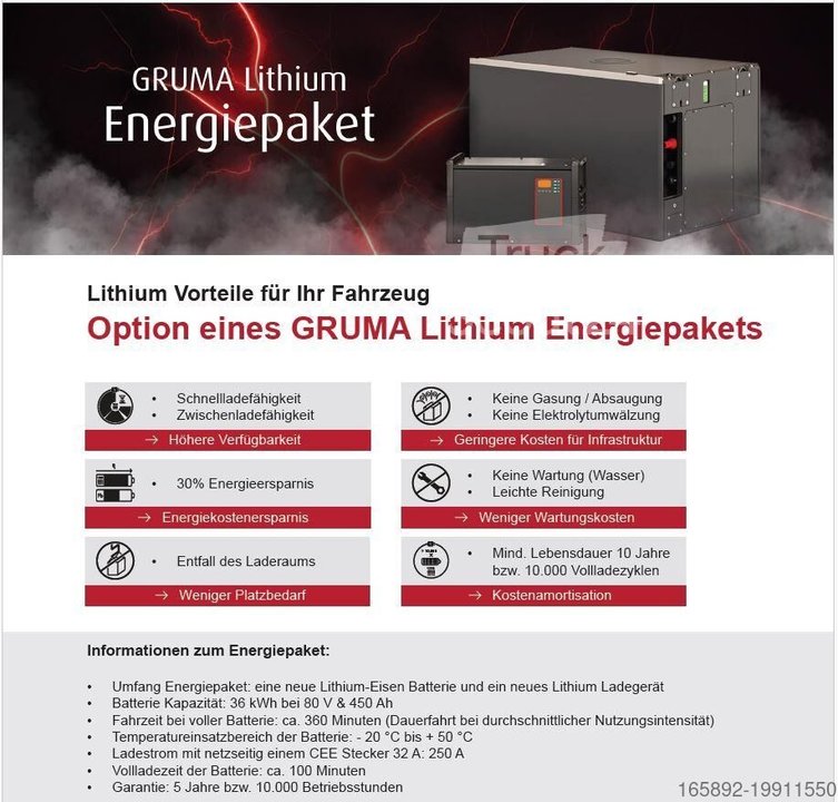 Gabelstaplerbatterie NEUES GRUMA LITHIUM ENERGIEPAKET 80 Volt 4 PzS 450 Ah gebraucht