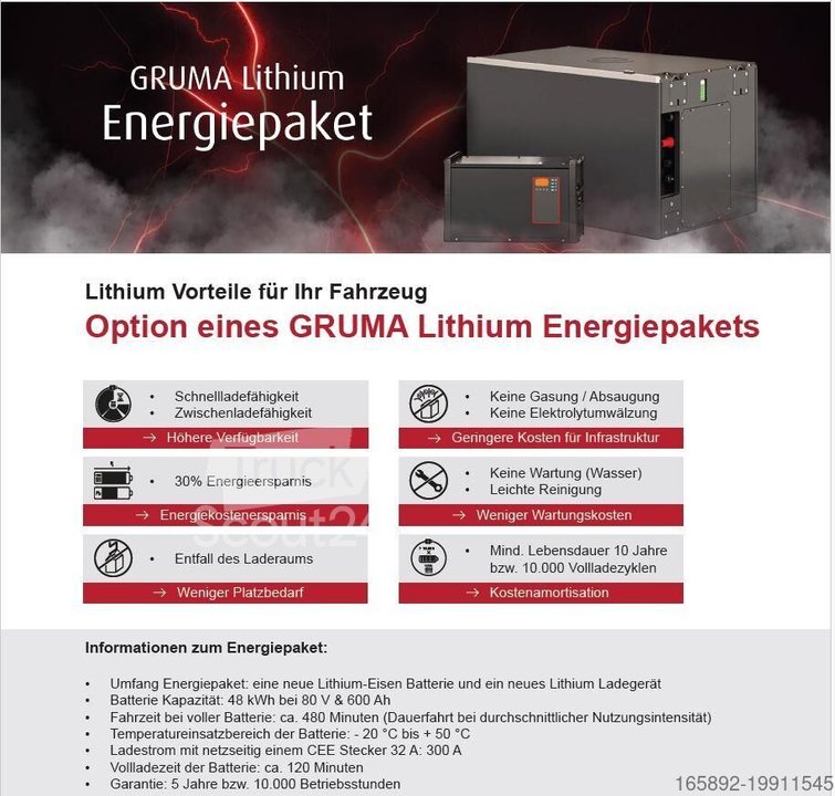 Gabelstaplerbatterie NEUES GRUMA LITHIUM ENERGIEPAKET 80 Volt 5 PzS 600 Ah gebraucht
