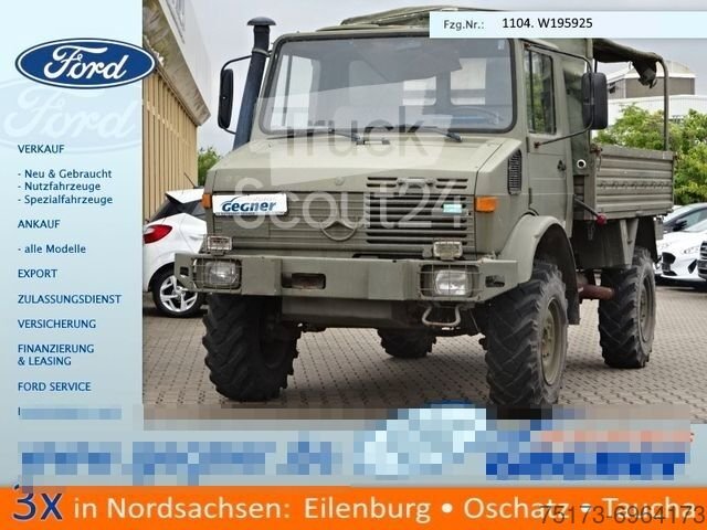 Použité nákladní vozy s vozem (otevřeným) MERCEDES-BENZ Unimog U 1300 L Turbo OM 366 Pritsche 4x4