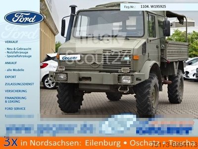 Použité nákladní vozy s vozem (otevřeným) MERCEDES-BENZ Unimog U 1300 L Turbo OM 366 Pritsche 4x4