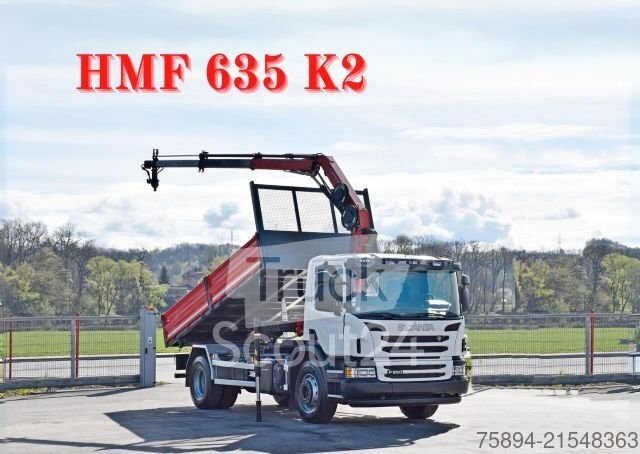 Autokran SCANIA P 250* Kipper 4,75m * HMF 635 K2 + FUNK * TOP gebraucht