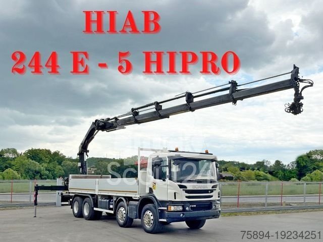 Autokran SCANIA P 410*PRITSCHE 7,00m*HIAB 244 E-5 HIPRO+FUNK/8x4 gebraucht