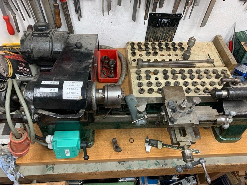 Kleine Drehmaschine Keller Werkstatt Boley, Schaublin