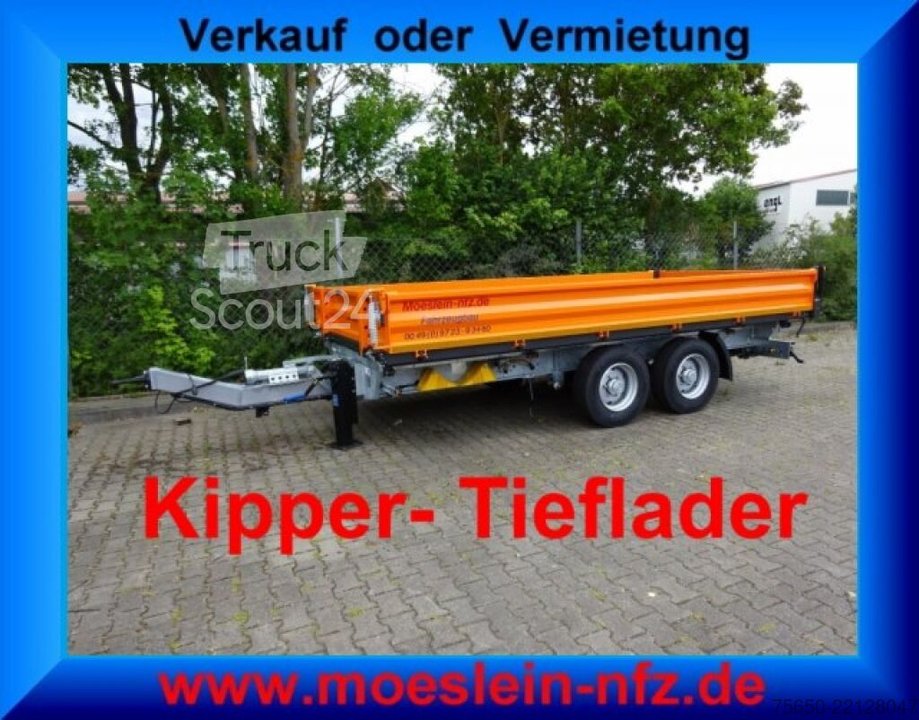 Kippanhänger Möslein TTD11 Orange  neuer Tandem 3- Seitenkipper Tieflader-- Neufahrzeug -- neu