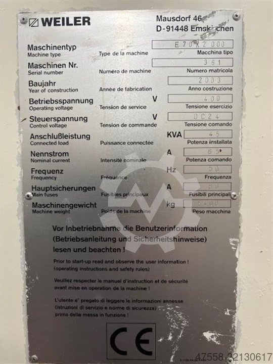 WEILER E 70 x 2000