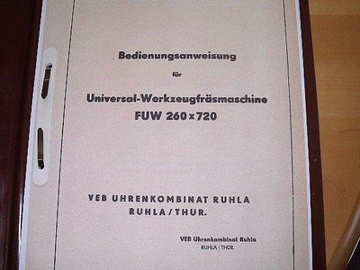 Bedienungsanleitung Universal-Werkzeugfräsmaschine FUW 260x720